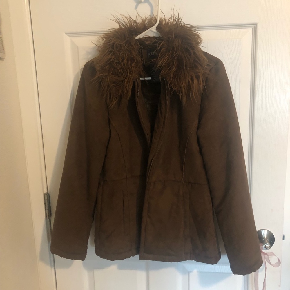 Super cute brown faux fur jacket. Has a super warm and luxurious soft inside